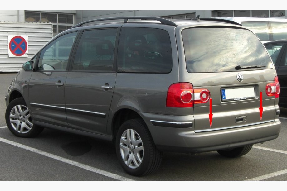 Volkswagen Sharan 1995-2010 гг. Накладка на багажник нержавейка Image