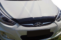 Hyundai Accent 2011-2017 гг. Дефлектор капота короткий 2010-2014 (SIM) фото 1