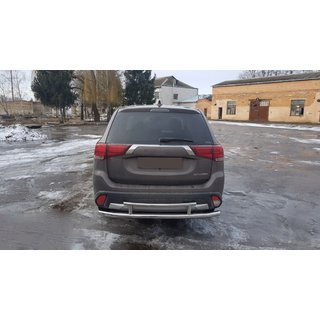 Задняя дуга AK004-2 (нержавейка) Mitsubishi Outlander 2012-2021 гг. фото 4