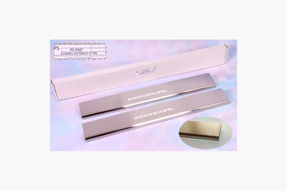 Subaru Outback 2009-2014 гг. Накладки на пороги Natanika Standard (2 шт, нержавейка) Image