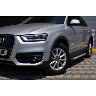 Боковые пороги Allmond Grey (2 шт., алюминий) Audi Q5 2008-2017 гг. фото 1