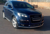 Audi Q7 2005-2015 гг. Боковые Подножки Line (2 шт., Алюминий) фото 1