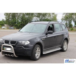 Боковые Пороги KB001 Нержавейка BMW X3 E83 2003-2010 гг. фото 2