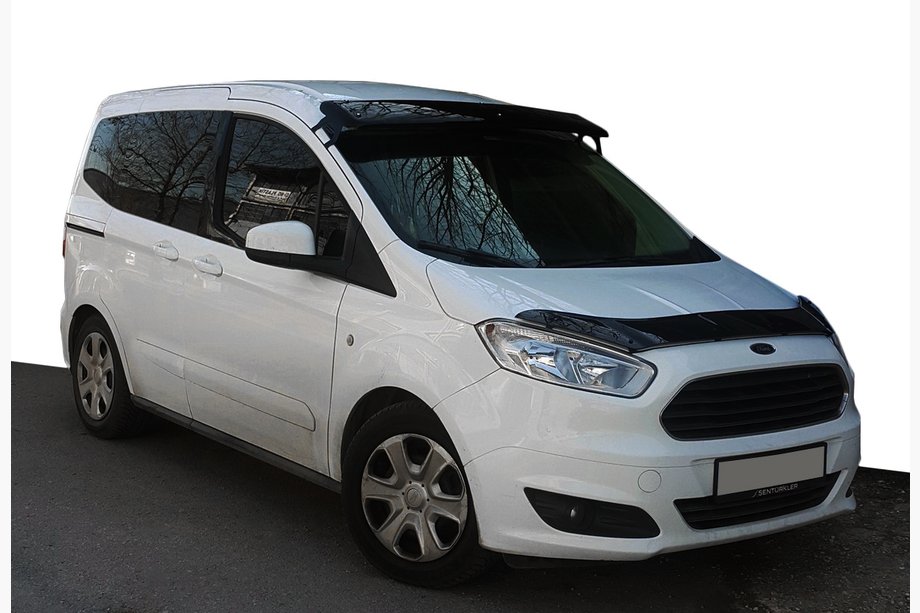 Ford Courier 2014-2023 гг. Козырек на лобовое стекло (черный глянец, 5мм) Image