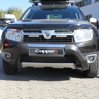 Накладка на передний бампер (ABS, серая) Renault Duster 2008–2017 гг. фото 1