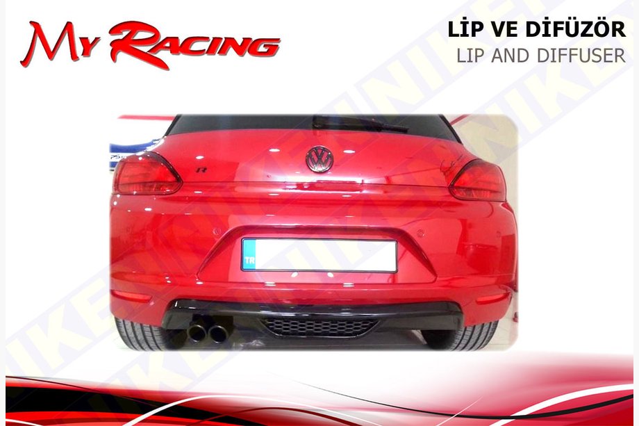Volkswagen Scirocco 2008-2017 гг. Накладка на задний диффузор (ABS, Черная) Image