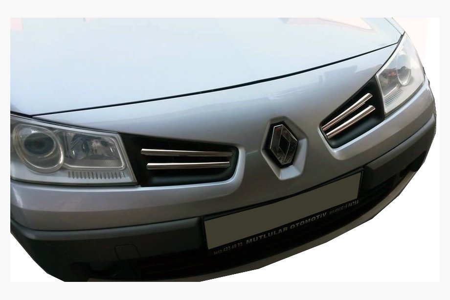 Renault Megane II 2004-2009 гг. Хром Накладки на Решетку (Модель 2006↗, 4 шт, Нержавейка) Carmos - Турецкая Нержавеющая Сталь Image