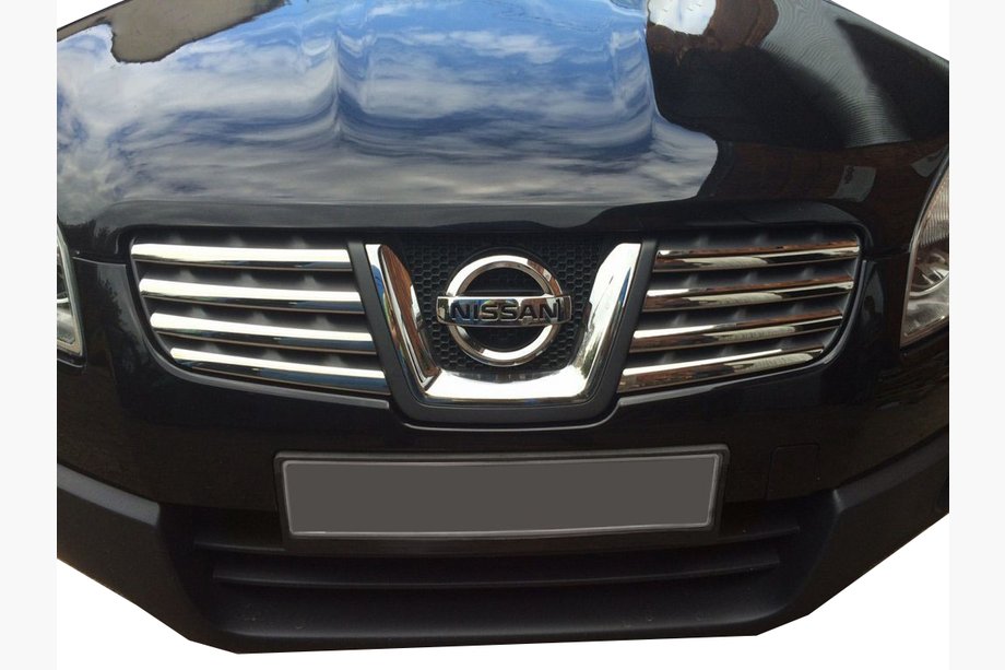 Nissan Qashqai 2007-2010 гг. Накладки на решетку радиатора (8 шт, нержавейка) OmsaLine - Итальянская Нержавейка Image