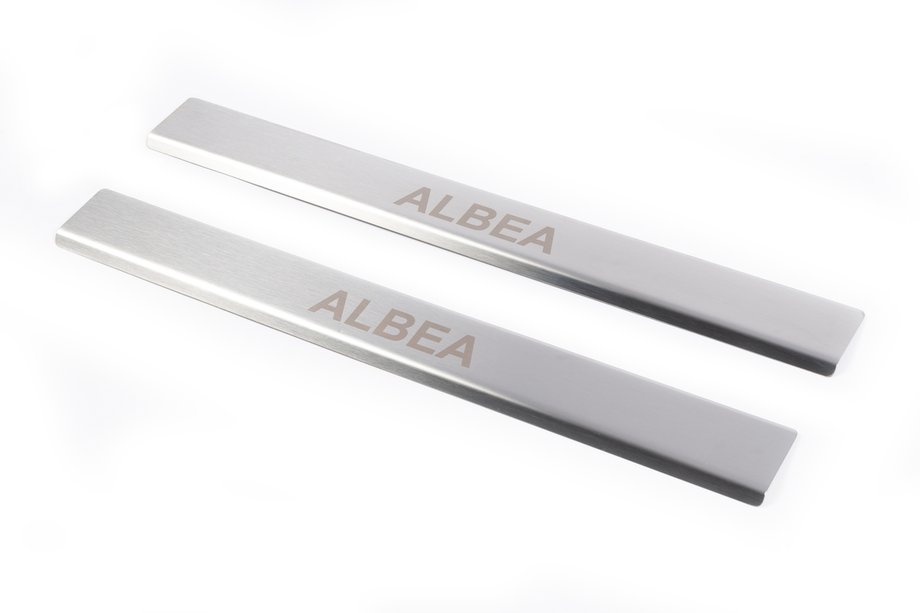 Fiat Albea 2002-2012 гг. Накладки на дверные пороги Carmos из нержавеющей стали (2 шт.) Image