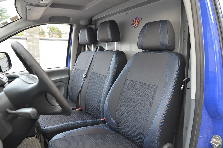Mercedes Vito W639 2004-2014 гг. Авточехлы (Эко-кожа+Ткань, Premium) Image