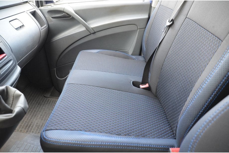 Mercedes Vito W639 2004-2014 гг. Авточехлы (Эко-кожа+Ткань, Premium) 1+2, сиденья от праворульной версии Фото 3
