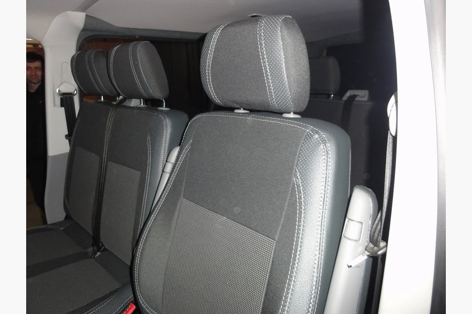 Volkswagen T5 Caravelle 2004-2010 гг. Авточехлы (Эко-кожа и Ткань, Premium) Image