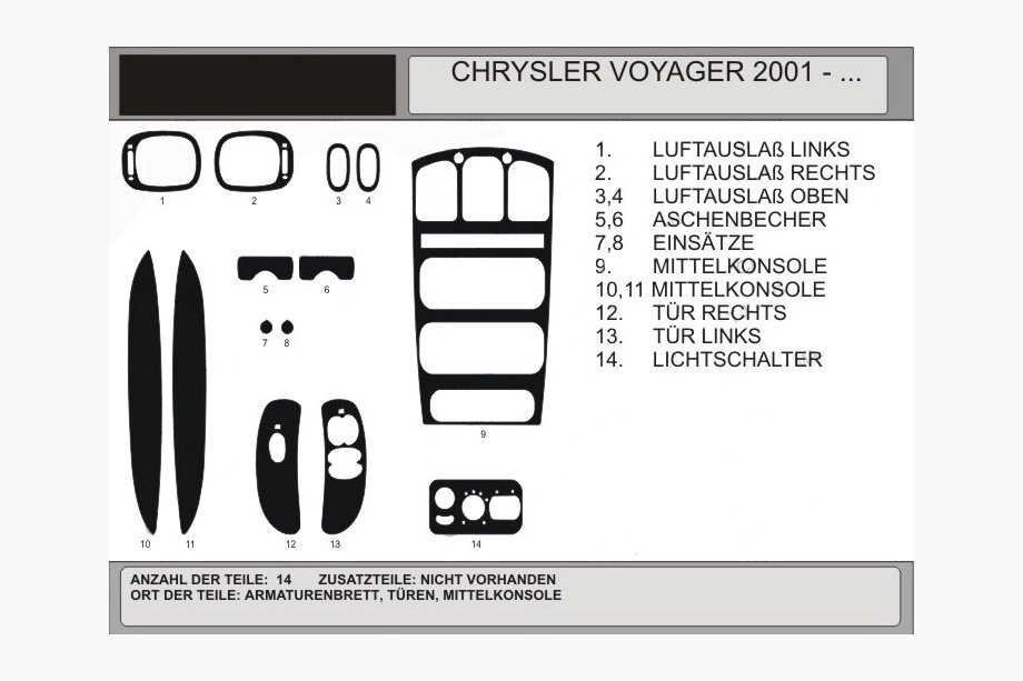 Chrysler Voyager 2001-2007 гг. Накладки на торпедо под дерево (2001↗) Алюминий Image
