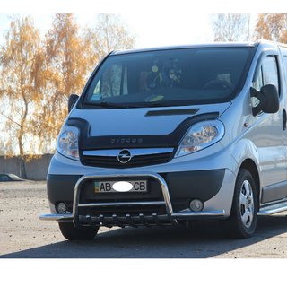 Передний силовой бампер WT003-Plus (нержавейка) Nissan Primastar 2002-2014 гг. фото 3