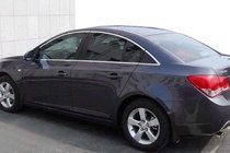 Chevrolet Cruze 2009–2015 гг. Полный комплект окантовки окон (для версии Sedan, нержавейка) фото 1
