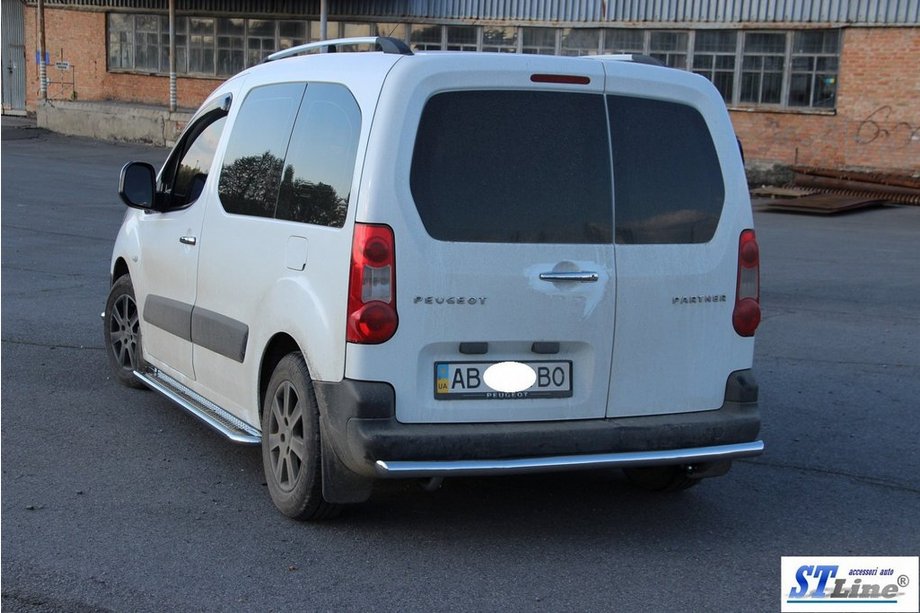 Peugeot Partner Tepee 2008-2018 гг. Задняя Защита AK002 (Нержавейка) Фото 3