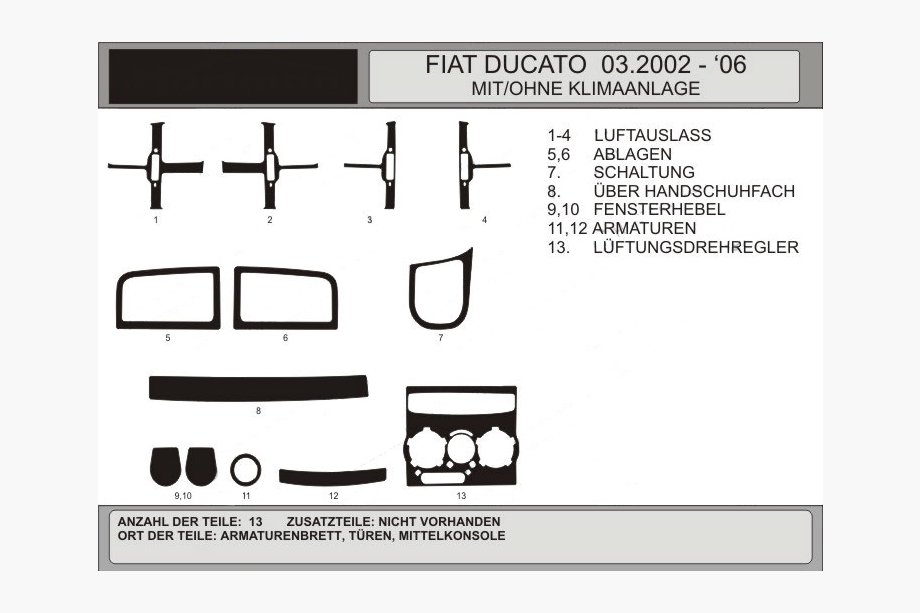 Fiat Ducato 1995-2006 гг. Накладки на панель приборов (Модель 2002-2006) Image