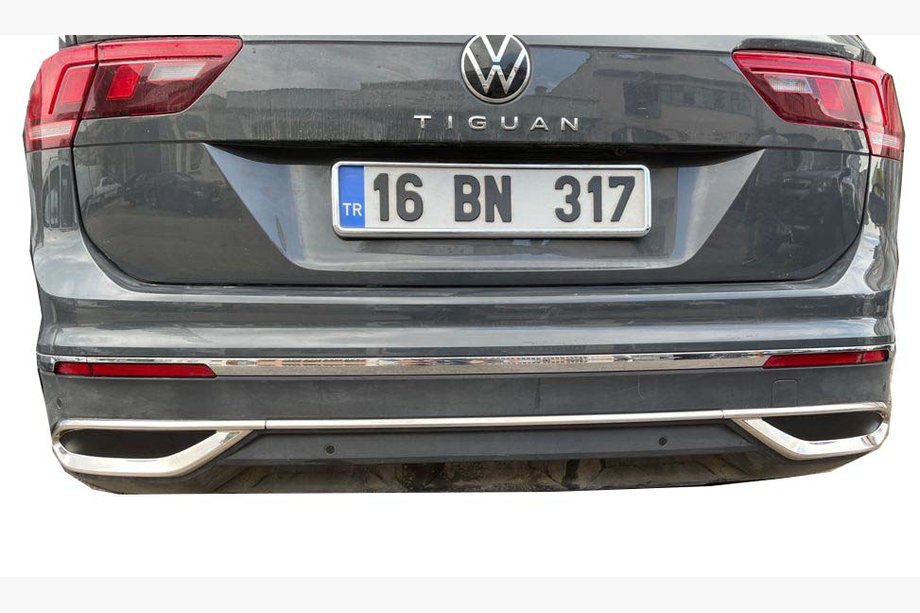 Volkswagen Tiguan 2016-2023 гг. Накладки имитация выхлопных насадок 2020+ (3 шт, нержавейка) Фото 2