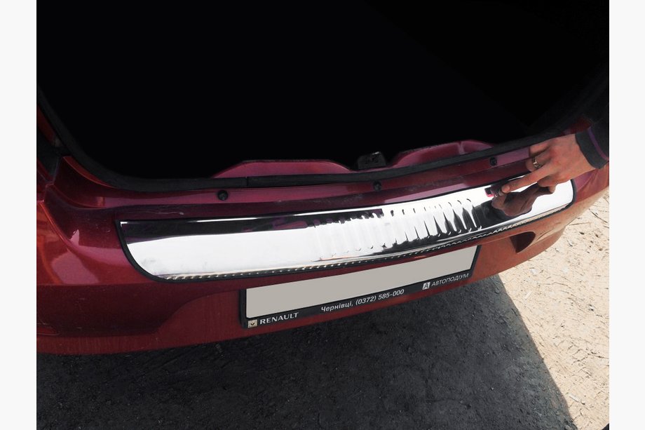 Renault Logan I 2008-2013 гг. Накладка на задний бампер Carmos нержавейка Image