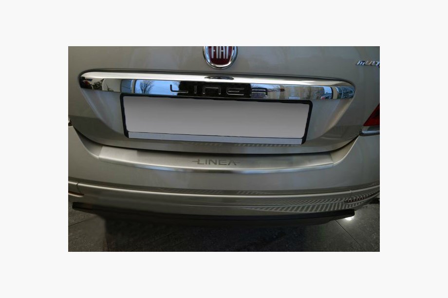 Fiat Linea 2006-2018 гг. Накладка на задний бампер с загибом Nataniko (2012+, нержавейка) Image