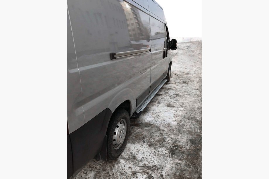 Fiat Ducato 2006-2025 гг. Боковые Подножки Allmond Grey (2 шт., Алюминий) Короткая База Фото 11