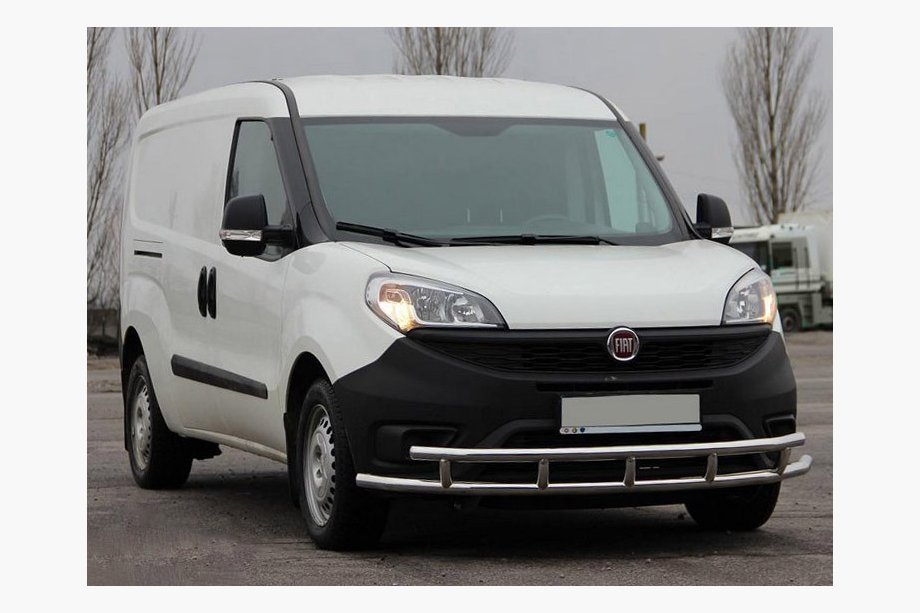 Fiat Doblo II 2010-2022 гг. Передняя защита ST016-3 (нержавейка) 42/42 мм Image