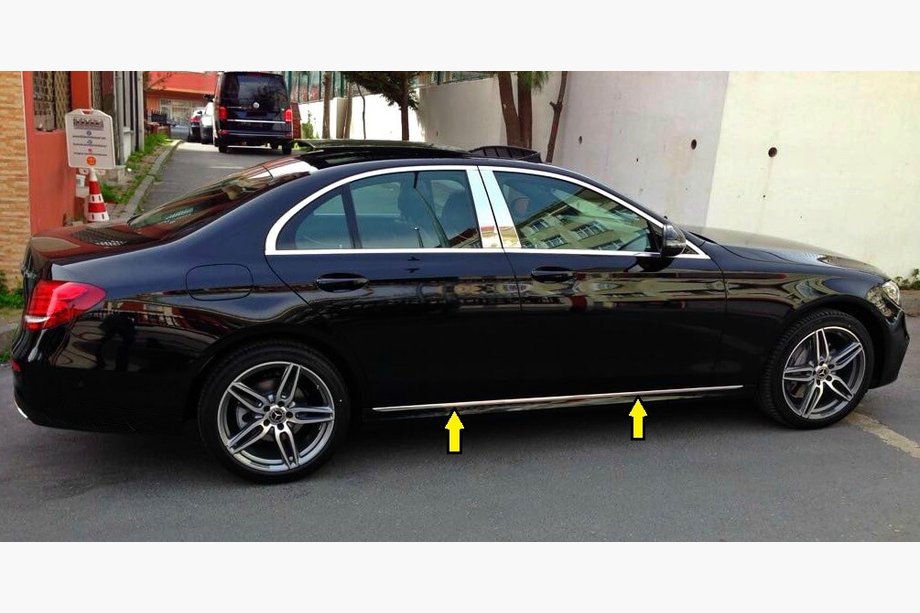 Mercedes E-class W213 2016-2023 гг. Хром накладки на дверные молдинги Тип-1 (4 шт, нержавейка) Image