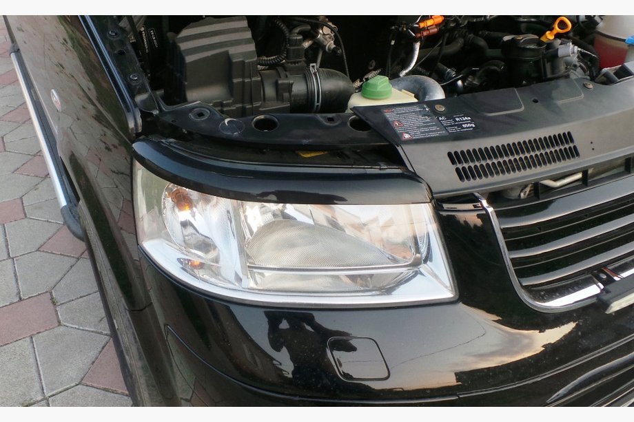 Volkswagen T5 Transporter 2003-2010 гг. Реснички на фары (2 шт, черные) Черный Матовый Image