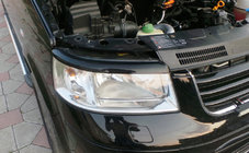 Volkswagen T5 Multivan 2003–2010 гг. Реснички на фары (2 шт., пластик, черные) Черный Матовый фото 3
