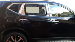 Nissan X-trail T32/Rogue 2014-2021 гг. Хромированные накладки на стойки (нержавейка) фото 2