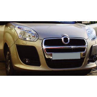 Накладки на решетку радиатора (2010-2015, полный комплект, нержавейка) Fiat Doblo II 2010-2022 гг. фото 1