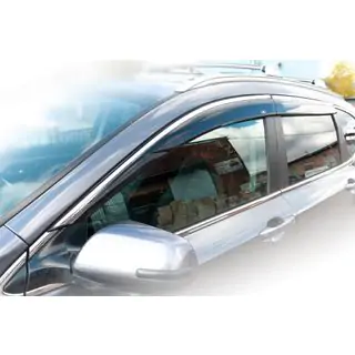 Ветровики с хромированным молдингом (4 шт, HIC) Honda CRV 2017-2022 гг. фото 1