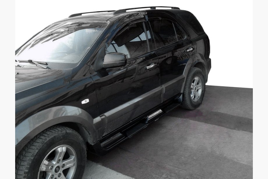 Kia Sportage 2004-2010 гг. Боковые Подножки Пластик S002 Черные Image