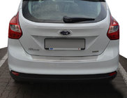 Ford Focus III 2011-2017 гг. Накладка на задний бампер с загибом Natanika (нержавейка) 2011-2014, Хэтчбек фото 1