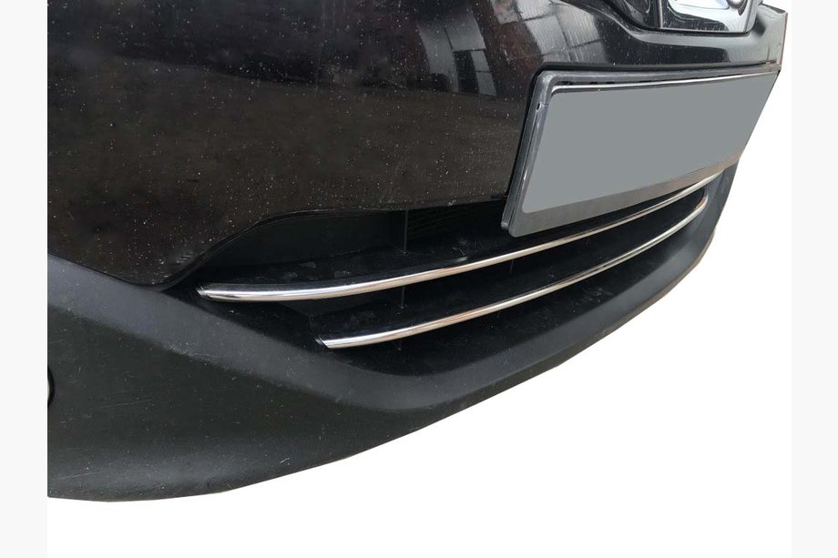 Nissan Qashqai 2010-2014 гг. РАСПРОДАЖА! Накладки на нижнюю решетку (2 шт, нержавейка) Фото 1