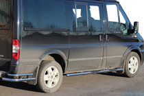 Ford Transit 2000–2014 гг. Боковые трубы BB002 (2 шт., нержавейка) 70 мм, L1 (короткая) фото 1