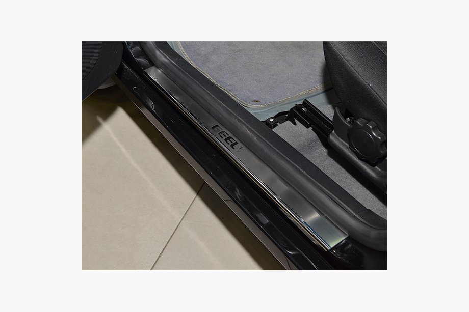 Geely CK-2 2008-2016 гг. Накладки на пороги Natanika Premium нержавеющая сталь (4 шт) Image