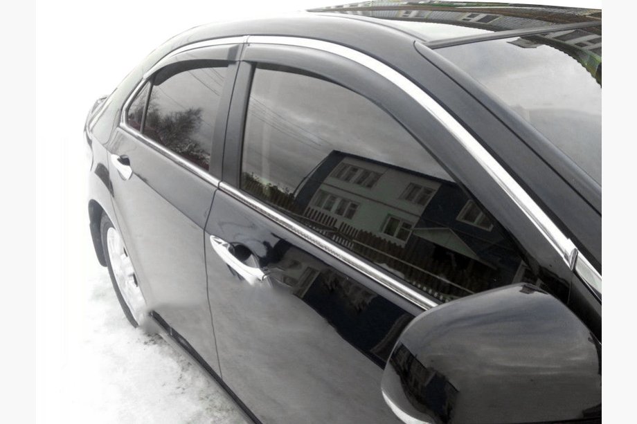 Volkswagen Passat B7 2012-2015 гг. Ветровики с хромированным молдингом (4 шт, Тайвань) Image