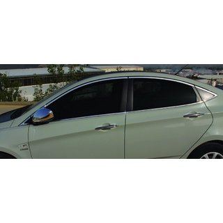 Полный комплект хромированных молдингов на стекла (14 шт., нерж. сталь) Hyundai Accent 2011-2017 гг. фото 1