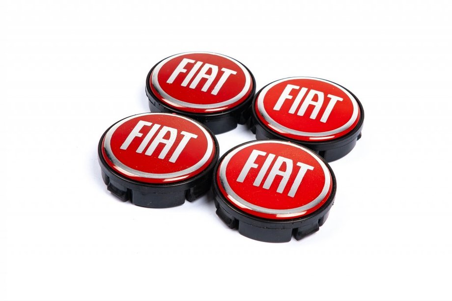 Fiat Колпачки на диски 57/55.5 мм красные (комплект 4 шт.) Image