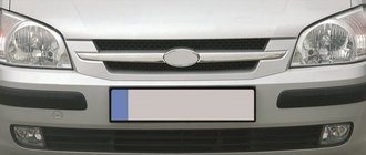 Hyundai Getz 2002- гг. Хромированные накладки на решетку радиатора (2 шт., нержавейка) фото 3