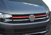 Volkswagen T6 2015-2024 гг. Верхние накладки на решетку 2015-2019 (2 шт, красные) фото 1