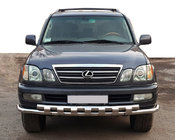 Lexus LX470 1998-2007 гг. Передняя защита ST015 (нержавейка) фото 1
