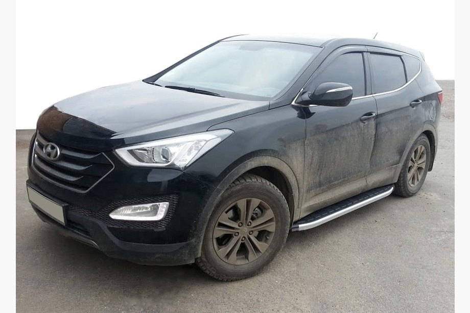 Hyundai Santa Fe 3 2012-2018 гг. Боковые пороги Fullmond (2 шт., алюминий) Image