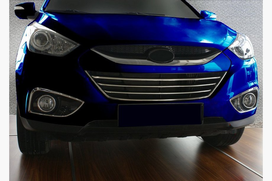 Hyundai IX-35 2010-2015 гг. Накладки на решетку с окантовкой (4 шт, нержавейка) Image