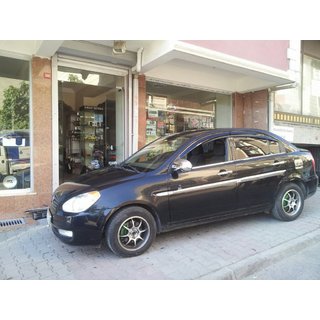 Дверные молдинги нержавейка (4 шт) Hyundai Accent 2006-2010 гг. фото 3