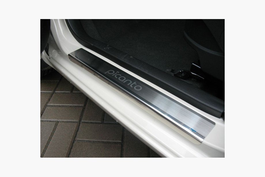 Kia Picanto 2011-2016 гг. Накладки на пороги Natanika Premium (4 шт, нержавейка) Image