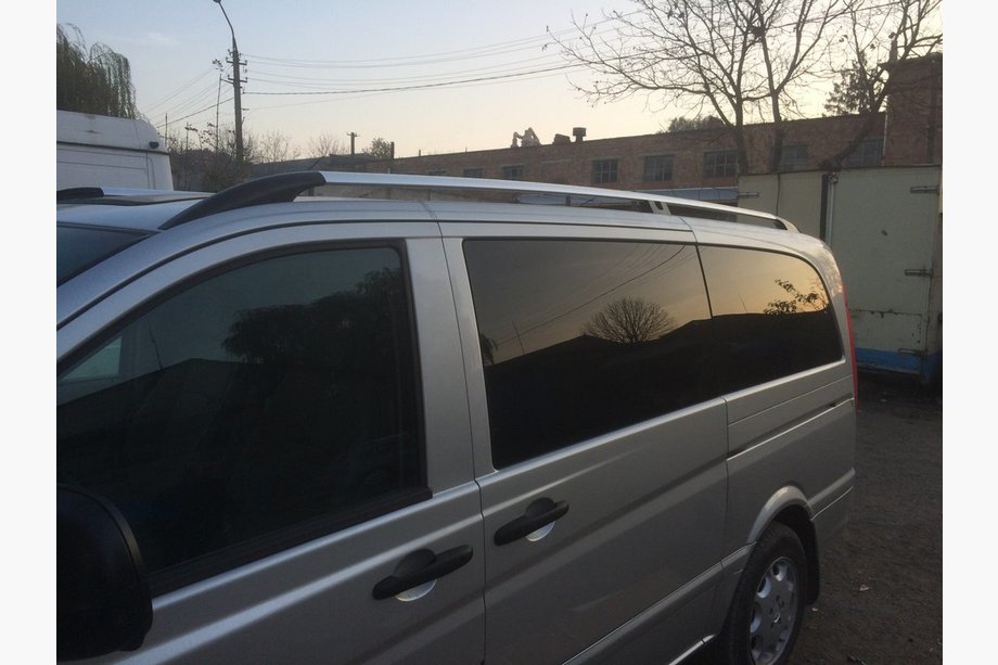 Mercedes Vito W639 2004-2014 гг. Рейлинги Хром CAN Оригинальный Дизайн (Металлические Ножки) Длинная База (EXTRALONG) Фото 3