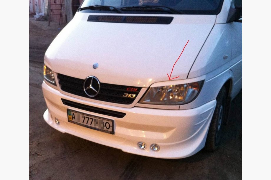 Mercedes Sprinter W901/902/903/904/905 1995–2006 гг. Реснички на фары (черные, ABS, 2000-2006) Фото 2