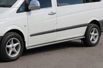 Mercedes Viano 2004-2014 гг. Боковые трубы BB001 (2 шт., нержавейка) d60, Длинная база (L3) фото 1